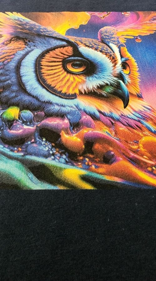 DTG printing sample - part of custom apparel design